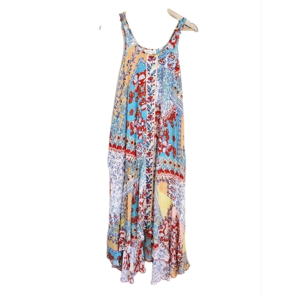 Coldwater Creek Boho Patchwork Floral Maxi Dress Size XS High Low Resort Beachy - Picture 2 of 10